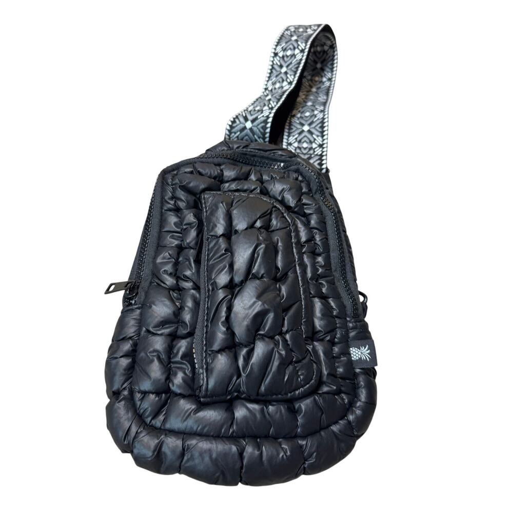 NWT Simply Southern Black Puffer Sling Backpack Crossbody Chest Bag Quilted